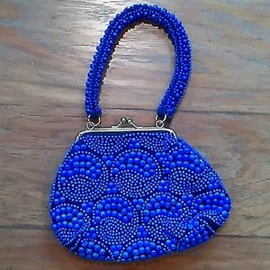 Vintage Beaded Cobalt Blue Purse